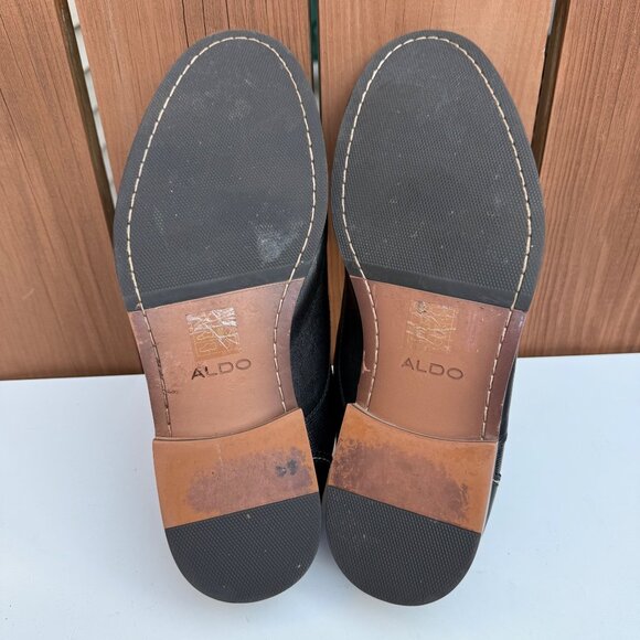 Aldo Mens Black Leather Oxford Shoes Size 10.5 - Picture 7 of 9